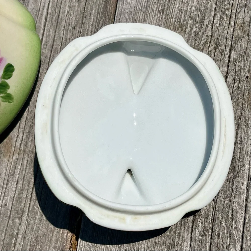 Vintage Limoges Hand Painted Floral China Lid Biscuit Cookie Jar Roses Canister